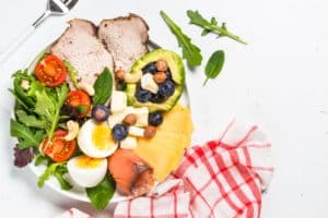 Keto diet plate on white table